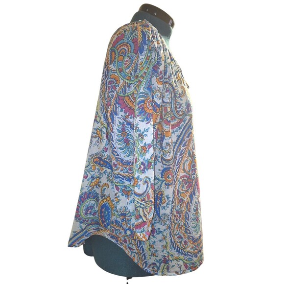 Lauren Ralph Lauren Shirt Blouse Womens 2X Blue Paisley Casual Floral 3/4 Sleeve - Picture 4 of 6